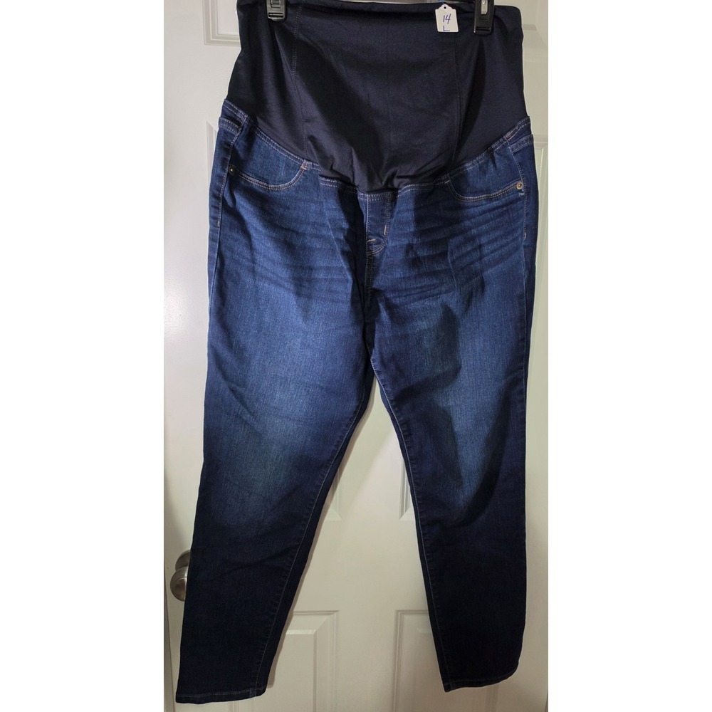 Isabel Maternity Ingrid & Isabel Skinny Jeans Womens 14/32R Dark Wash Full Panel